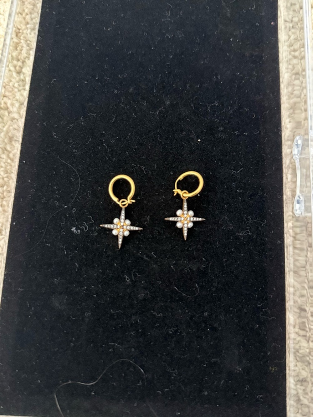 Genuine Missoma x Harris Reed 18K Gold Plated North Star Pearl Hoop Earrings - Picture 3 of 9